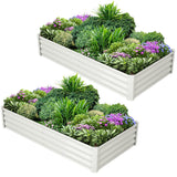 Garvee Letto Da Giardino Rialzato In Metallo Zincato 137x61x30 cm, Doppio Strato Anticorrosione, Bianco, Per Piante Esterne - Beige