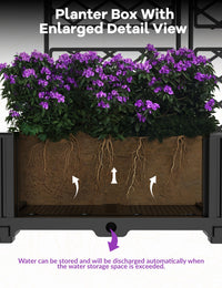 Aiuola rialzata Garvee da 3 pezzi con traliccio, in plastica, antivento, resistente, per balcone e giardino, nera