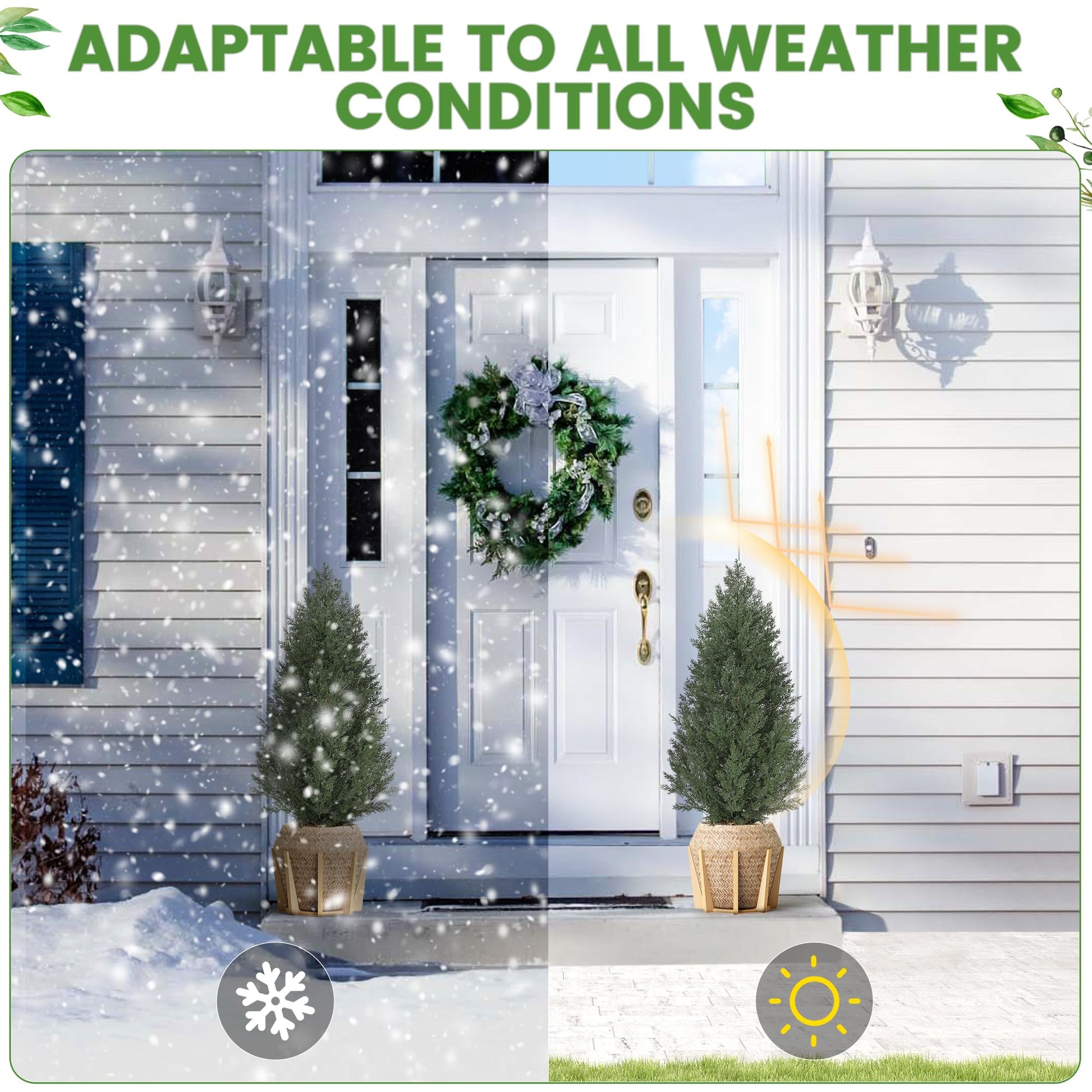 Garvee Set di cipressi artificiali in PE da 1,2 m, resistenti ai raggi UV, decorazione in muschio per uso interno ed esterno, verde