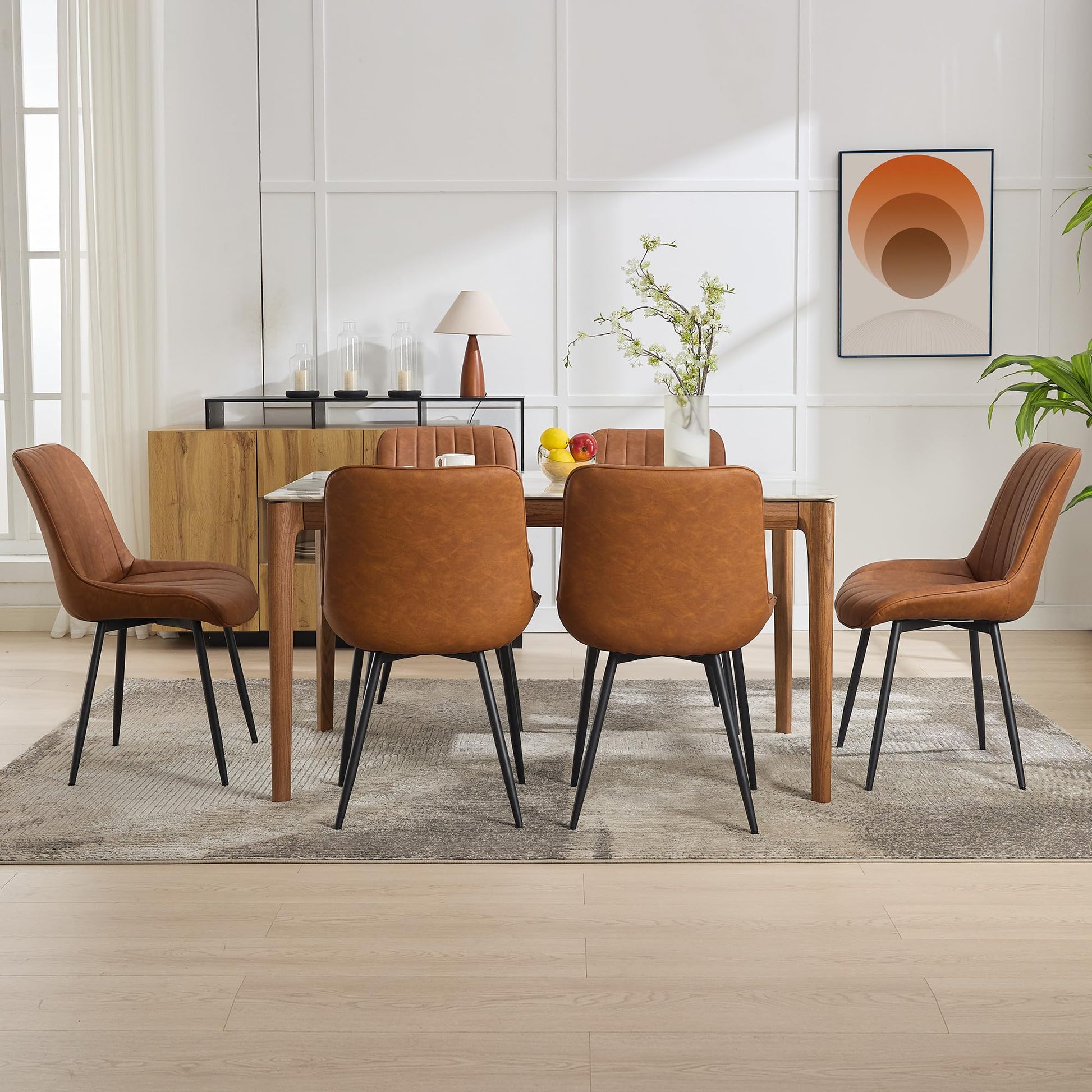 Garvee Set di 2 sedie imbottite moderne per sala da pranzo, rivestite in similpelle, gambe in metallo, stabili, comode e versatili, per cucina e bar, nere