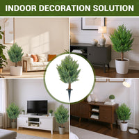 Garvee, set di alberi artificiali in cipresso da 30", resistenti ai raggi UV, tutte le intemperie, con picchetto, facili da pulire, per decorazioni da giardino interne ed esterne, verde