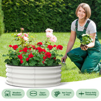 Aiule rialzate Garvee, set da 2, 3x3x1 piede, acciaio zincato, bianco, per ortaggi e fiori, fioriera da esterno