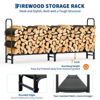 Garvee 8 piedi porta legna da ardere per impieghi gravosi, 4000 libbre, struttura in acciaio nero per giardino e patio