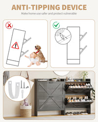 Garvee Scarpiera con 2 cassetti pieghevoli, marrone rustico, per corridoio e ingresso, salvaspazio, resistente, gambe in metallo