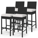 Set di 4 sgabelli da bar per esterni in vimini Garvee - Rattan, ergonomici e resistenti alle intemperie, altezza seduta 28", giardino e patio, nero - nero
