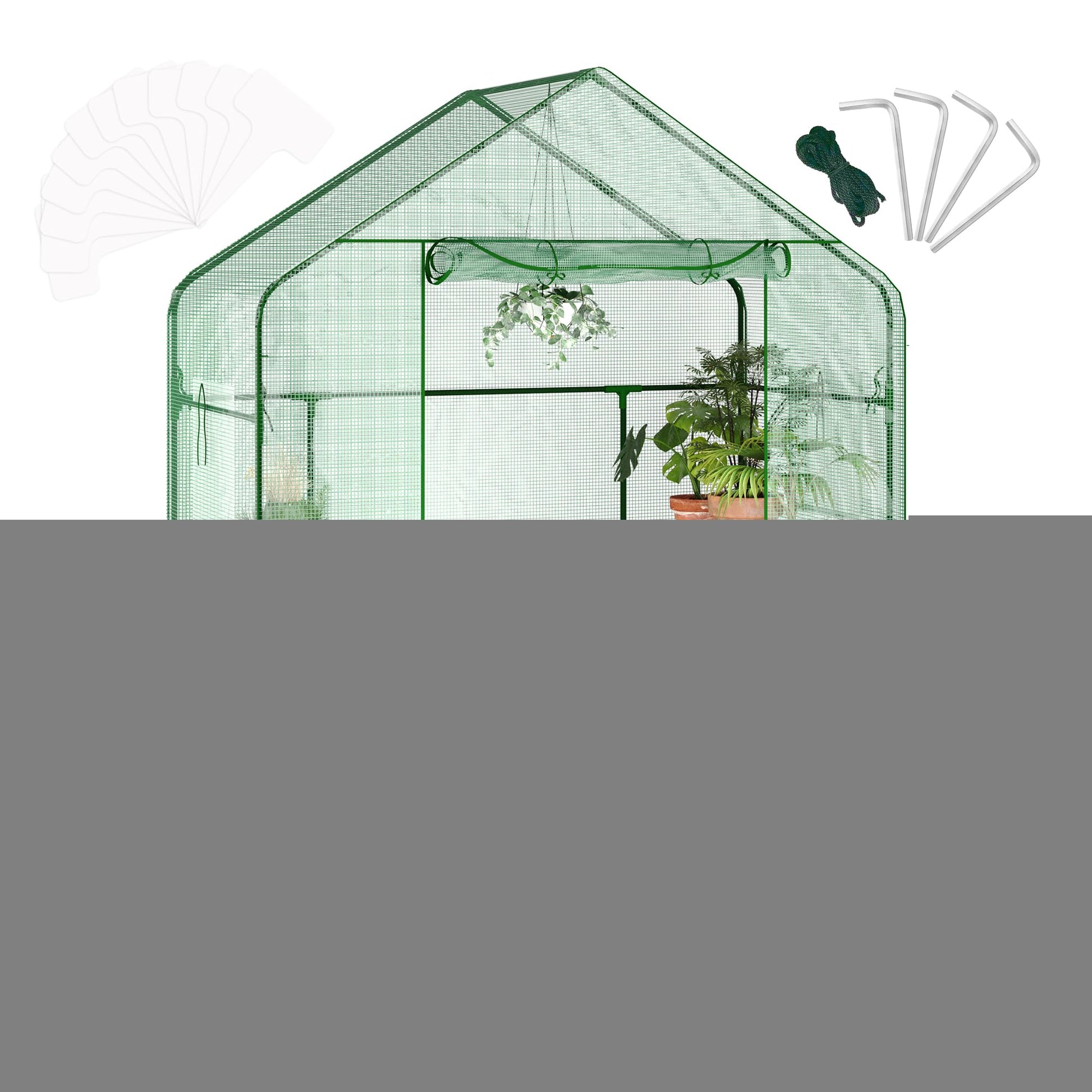 Serra Garvee 57x29x76" con 3 livelli, 12 ripiani, copertura in PE spesso, finestra, portatile per uso in giardino e in interni