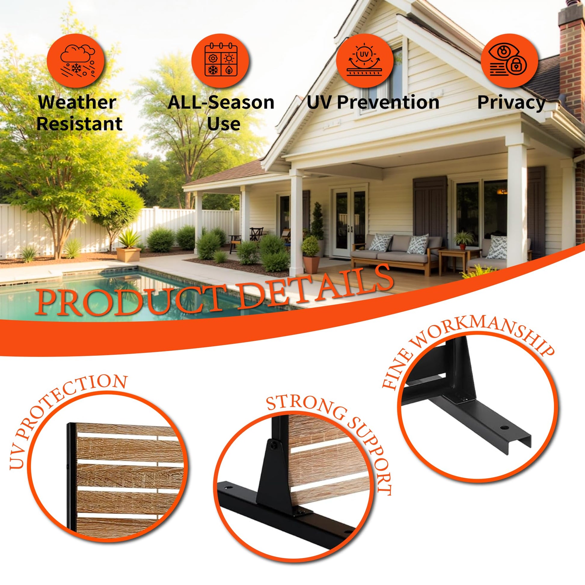 Garvee Metal Privacy Screen 72"x47" Robusto acciaio antiruggine autoportante per giardino e balcone