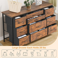 Cassettiera GARVEE con cassetti, con presa di corrente, 10 cassetti, cassettiera multifunzionale per camera da letto e soggiorno - Credenza robusta e durevole, 120*40*70 cm
