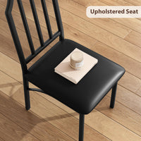 Set da pranzo Garvee per 2 persone con design smussato, sedie imbottite in PU, MDF e acciaio, compatto, ideale per piccoli spazi, 43,7x27,5x30,7 pollici, nero