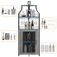 Mobiletto angolare Garvee con 5 ripiani, ripiani regolabili, MDF e metallo, anta a battente, grigio, per cucina e sala da pranzo, 47 x 45 x 152 cm
