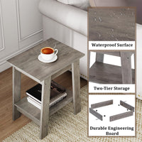 Set di tavolini laterali Garvee, 2 ripiani, compatto, robusto, effetto legno, soggiorno, camera da letto, 39,42 cm x 29,97 cm x 48,21 cm