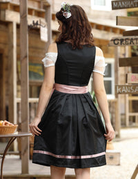 Garvee Dirndl, abito tradizionale midi da donna, set completo da 3 pezzi per l'Oktoberfest e le feste popolari, taglie 34-48, nero, 44