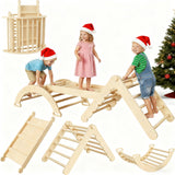 Garvee Set Triangolo Pikler 7-in-1 Gioco Arrampicata Bambini, Legno Naturale, Pieghevole, Interni, 54x50x54 cm, Naturale