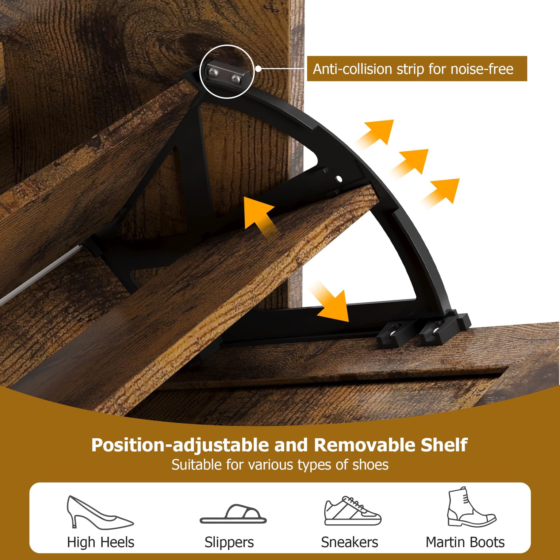 Scarpiera in rattan Garvee con 3 cassetti a scomparsa e 4 ripiani per corridoio e ingresso, MDF e metallo, ripiani regolabili, robusta, grande, colore naturale