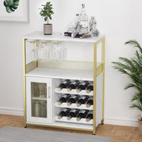Mobile bar portabottiglie Garvee con portabottiglie rimovibile, portabicchieri, MDF e ferro, oro, per soggiorno e bar, 27,2"L x 13,8"P x 36,2"A