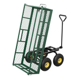 Garvee Carrello Giardino 408 kg Festa del Papà - Pareti Rimovibili, Manico Girevole 180°, Pneumatici 25,4 cm, Acciaio Robusto per Fattoria e Giardino - Verde