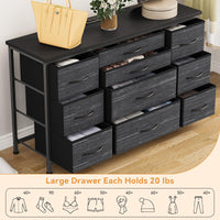 Cassettiera GARVEE con 10 cassetti, rivestimento in tessuto, per camera da letto, soggiorno, cameretta, corridoio, nera, versatile