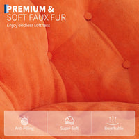 Poltrona Garvee Saucer Chair con struttura in metallo dorato, pelliccia sintetica oversize, pieghevole, comoda, arancione per camera da letto e soggiorno