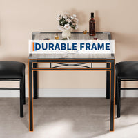 Set da pranzo Garvee per 2 persone con sedie imbottite, protezioni angolari, ergonomico, in legno MDF, struttura in acciaio, grigio retrò, compatto per cucina e appartamento