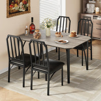 Set da pranzo Garvee per 4 persone con design smussato, cuscini di seduta in PU, MDF e acciaio, compatto, robusto, adatto a piccoli spazi, nero