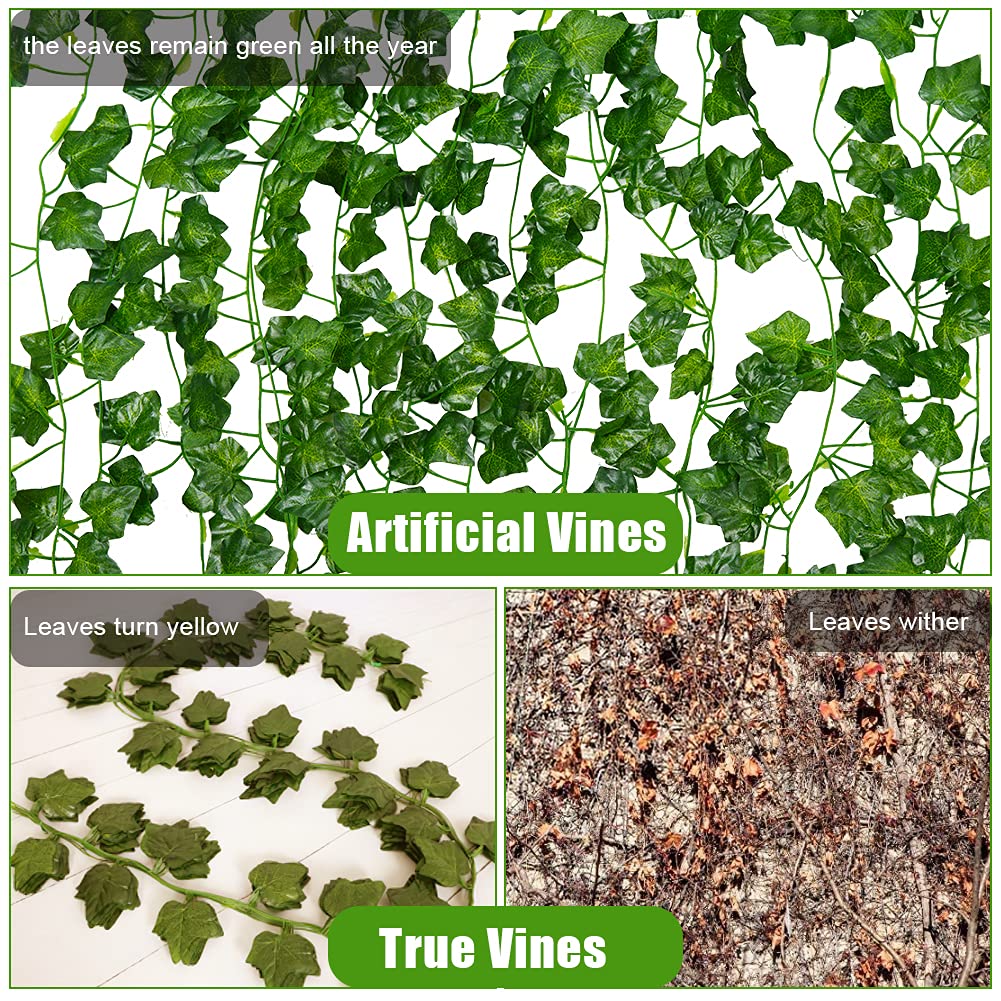 Ghirlanda di edera artificiale Garvee, 16 pezzi, 2,1 m, piante verdi sospese per ufficio, cucina, matrimonio, giardino, decorazione murale