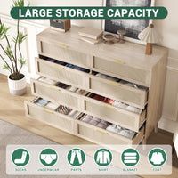 Cassettiera in rattan Garvee con 8 cassetti, spaziosa e robusta, per camera da letto e corridoio, colori naturali