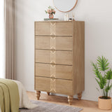 Cassettiera Garvee a 5 cassetti con motivo vintage, in legno MDF, maniglie dorate per camera da letto e soggiorno, grande, resistente