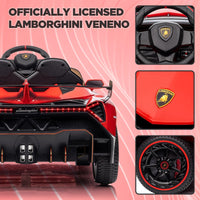 GARVEE Auto elettrica per bambini 12V Lamborghini Venono con licenza e telecomando, porta a forbice, rossa