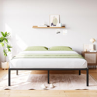 Garvee Queen Metal Bed Frame 14 pollici, struttura in acciaio robusto, silenzioso, antiscivolo, con contenitore, camera da letto, nero