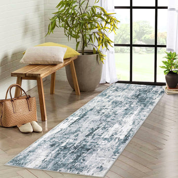 Tappeti Garvee Abstract Blu/Marrone di grandi dimensioni per soggiorno, camera da letto, uso interno, 80 x 150 cm, Blu