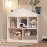 Scaffale portaoggetti Garvee con 5 scomparti e tetto moderno per cameretta e sala giochi per bambini, 35,43" x 35,43" x 11,8", legno antigraffio, sicuro per i bambini