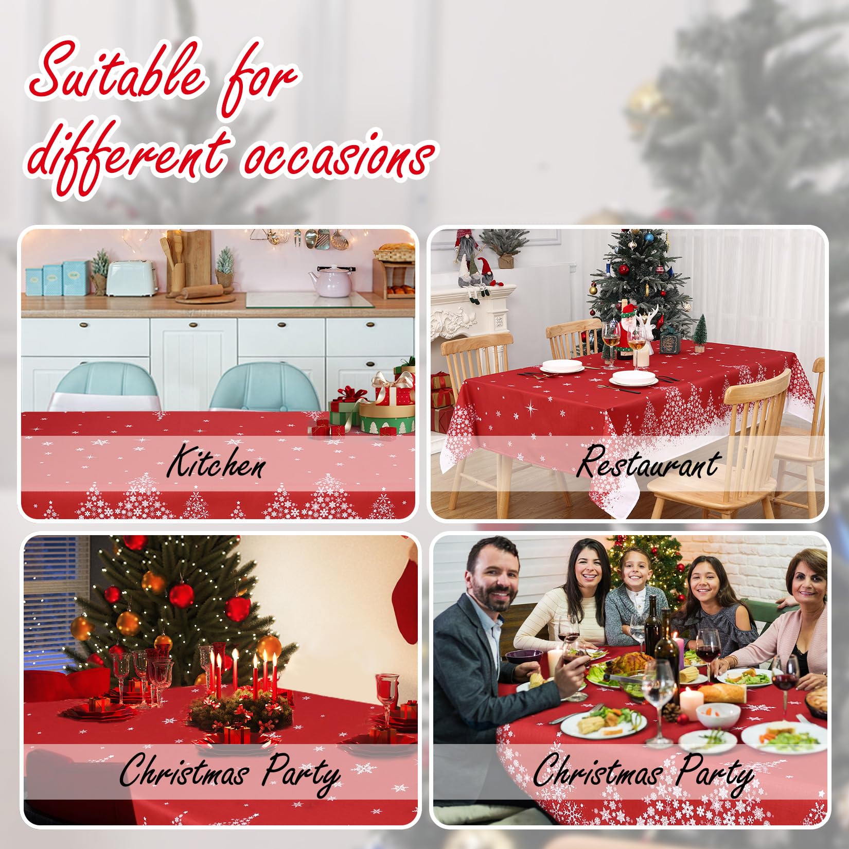 Tovaglia natalizia Garvee in poliestere impermeabile 155 g/m² effetto bambù, rosa, 54 x 90 pollici, per sala da pranzo e feste