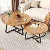 Garvee Set di 2 Tavolini da Caffè Nesting, Industriale, MDF e Metallo Verniciato, Soggiorno e Camera, 80x80 cm e 60x60 cm, Nero - Naturale