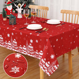 Tovaglia natalizia Garvee, quadrata, motivo a spillo, rossa, 137x137 cm, cotone, festiva, tovaglia da veranda - Rosso