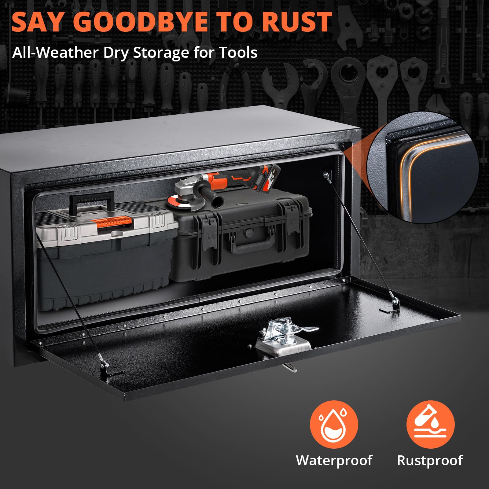 Cassetta Portautensili Garvee per Camion Acciaio Nero Impermeabile con Serratura - Regalo Perfetto per Festa del Papà