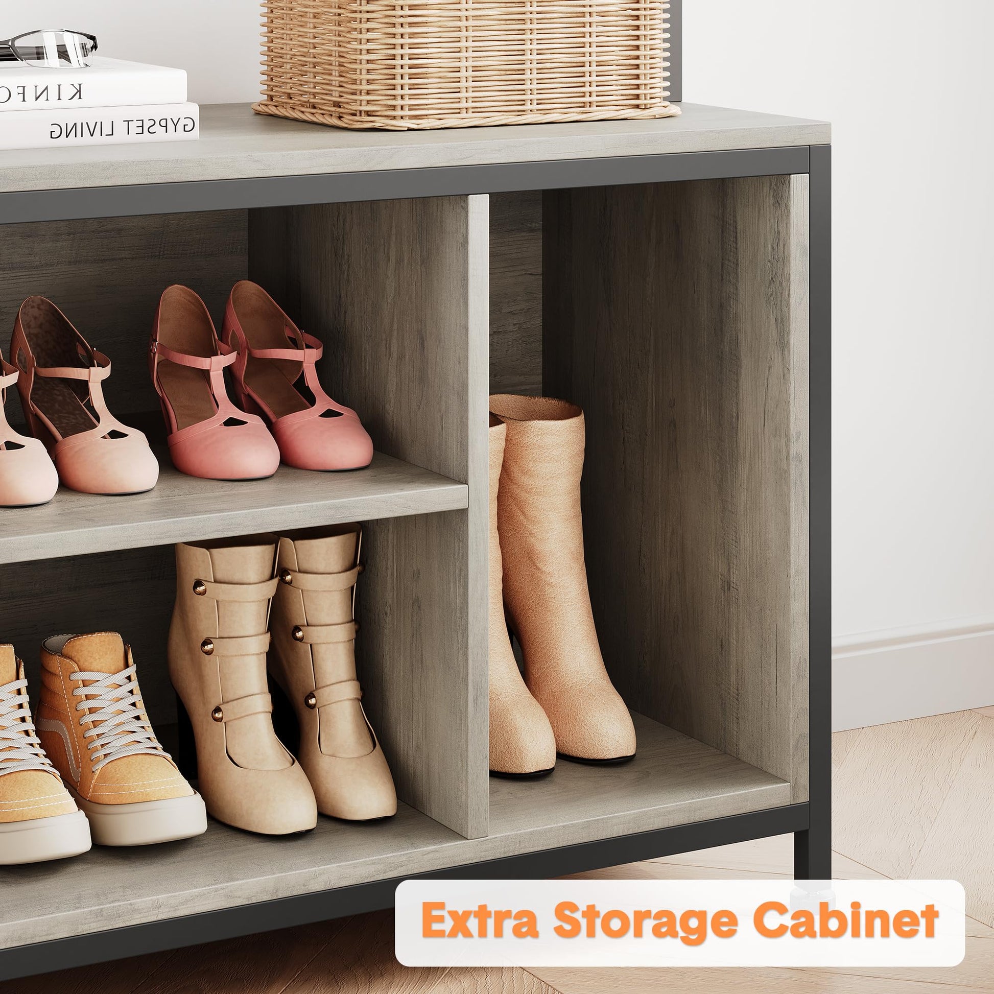 Garvee Hall Tree con panca e guardaroba 5 in 1 Organizer per corridoio e ingresso Legno Regolabile Robusto