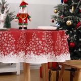 Tovaglia natalizia rotonda Garvee con motivo a fiocchi di neve e alberi, impermeabile, antipiega, rossa, 60 pollici, per sala da pranzo e pasti festivi - Rosso