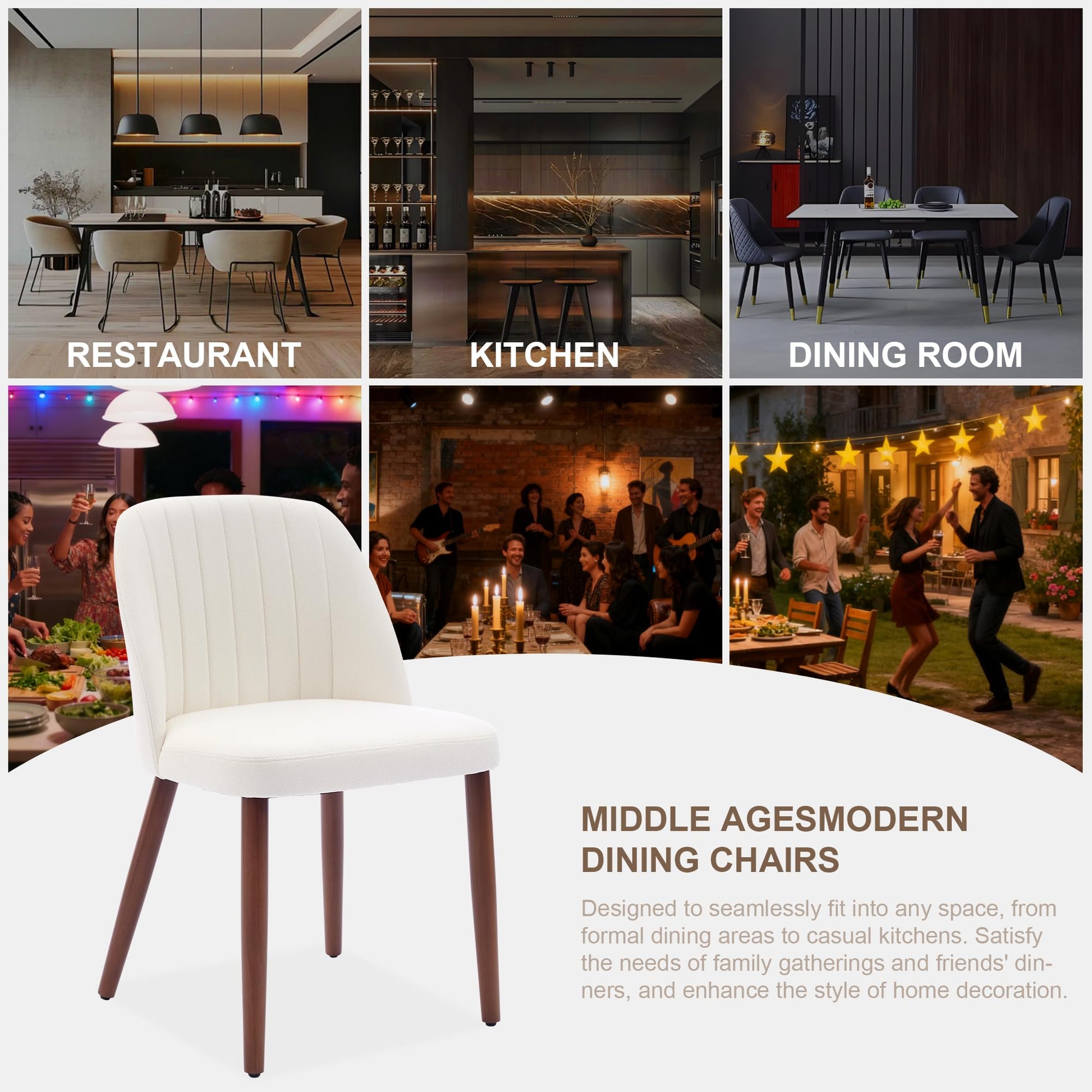 Set di 2 sedie da pranzo in legno Garvee, imbottite, design moderno per cucina e ristorante, compatte, marrone