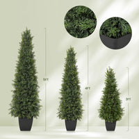 Albero di cedro artificiale Garvee da 48 pollici, resistente ai raggi UV, realistico, tronco di legno, resistente alle intemperie, set da 2, decorazione natalizia per esterni, verde