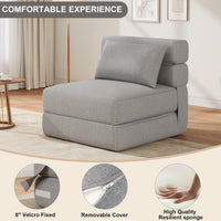 Divano letto pieghevole Garvee, memory foam, tessuto di lino, versatile e salvaspazio, per soggiorno e ufficio, 78"L x 26,3"W x 6,3"H, beige