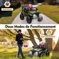 Garvee 12V Auto elettrica per bambini verde militare con LED e Bluetooth per parco giochi, giardino e guida su strada