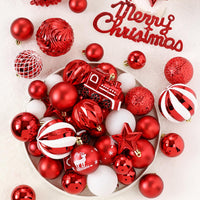 Set di palline di Natale Garvee da 65 pezzi, infrangibili, in plastica rossa e bianca, per decorazioni interne ed esterne