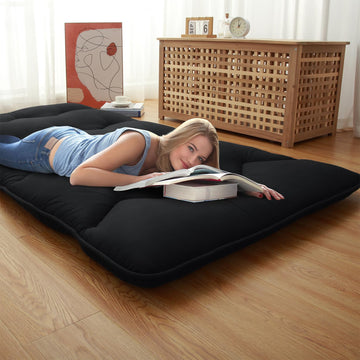 Materasso futon giapponese Garvee, misura singola, strato di schiuma ad alta densità, 105 g/m², in microfibra di cotone, arrotolabile, per campeggio e camere degli ospiti