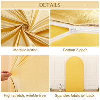 Garvee 6FT Wedding Bow Back Cover Spandex Stretch Glitter Round Top Elastico Lavabile per Festa Baby Shower Celebrazione Bianco