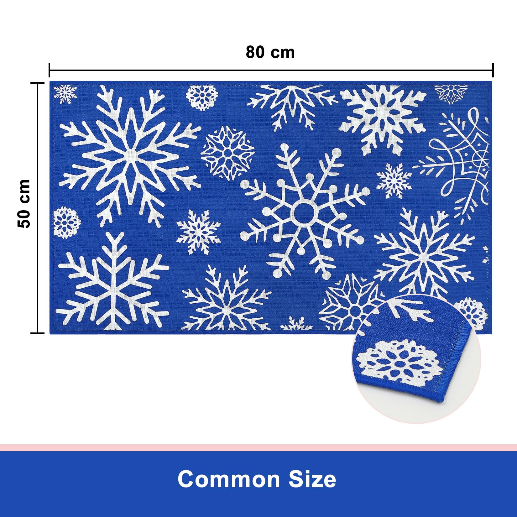Zerbino Garvee Kerst 50x80 cm Lavabile Antiscivolo Decorazione Natalizia Fiocchi di Neve Rossi Blu Per Ingresso Cucina Camera da Letto