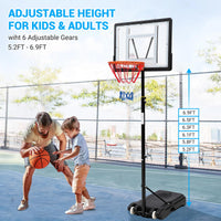 Canestro Basket Esterno Garvee Regolabile 5,2-7 Piedi - Tabellone HDPE 33" Infrangibile, Ruote, Acciaio Resistente Intemperie Giardino Cortile