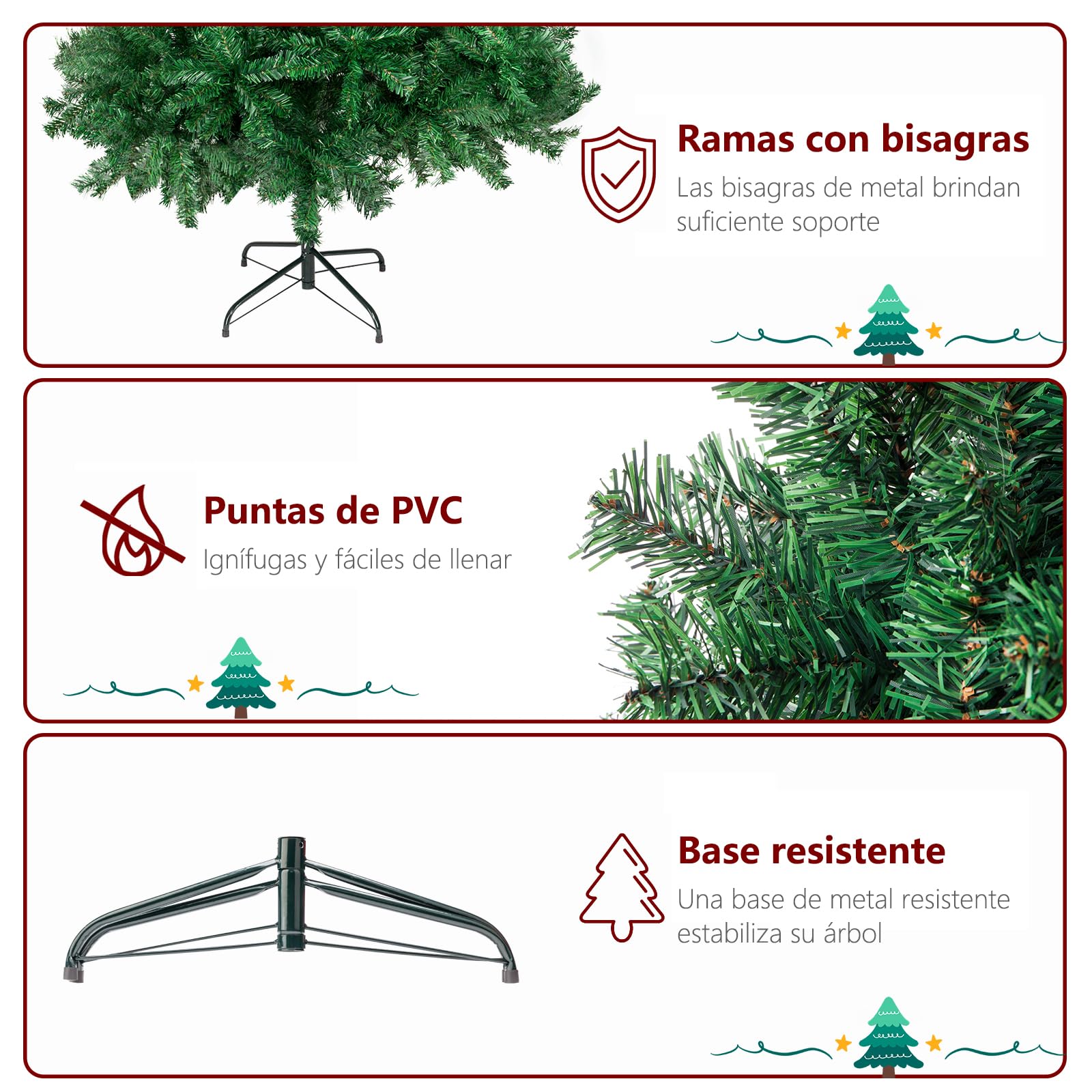 Albero di Natale artificiale Garvee da 150 cm con supporto in metallo per uso interno ed esterno, rami fitti e realistici, bianco