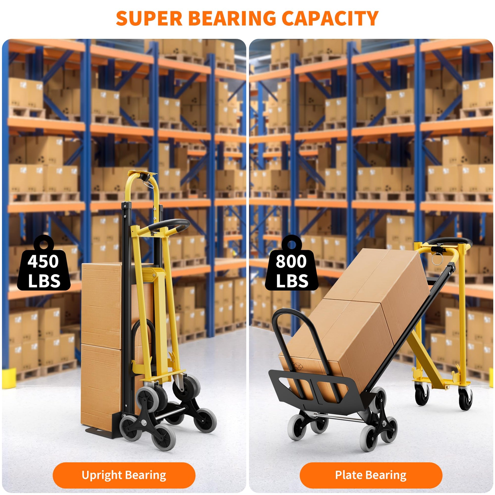 Carrello portascale Garvee 3 in 1 con cinghie elastiche pieghevoli per impieghi gravosi, per casa e ufficio, capacità di carico di 800 libbre, nero