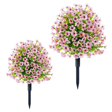 Garvee Fiori Artificiali Set da 2 Pezzi con Picchetti per Giardino e Terrazza, Rosa, Resistenti ai Raggi UV, Realistici, Facili da Curare