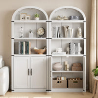 Libreria Garvee con ante, stile rustico, in legno MDF, protezioni angolari in metallo per soggiorno e studio, altezza 71,65", colori legno naturale